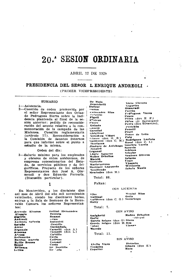 DIARIO DE SESIONES DE LA CAMARA DE REPRESENTANTES del 17/04/1928